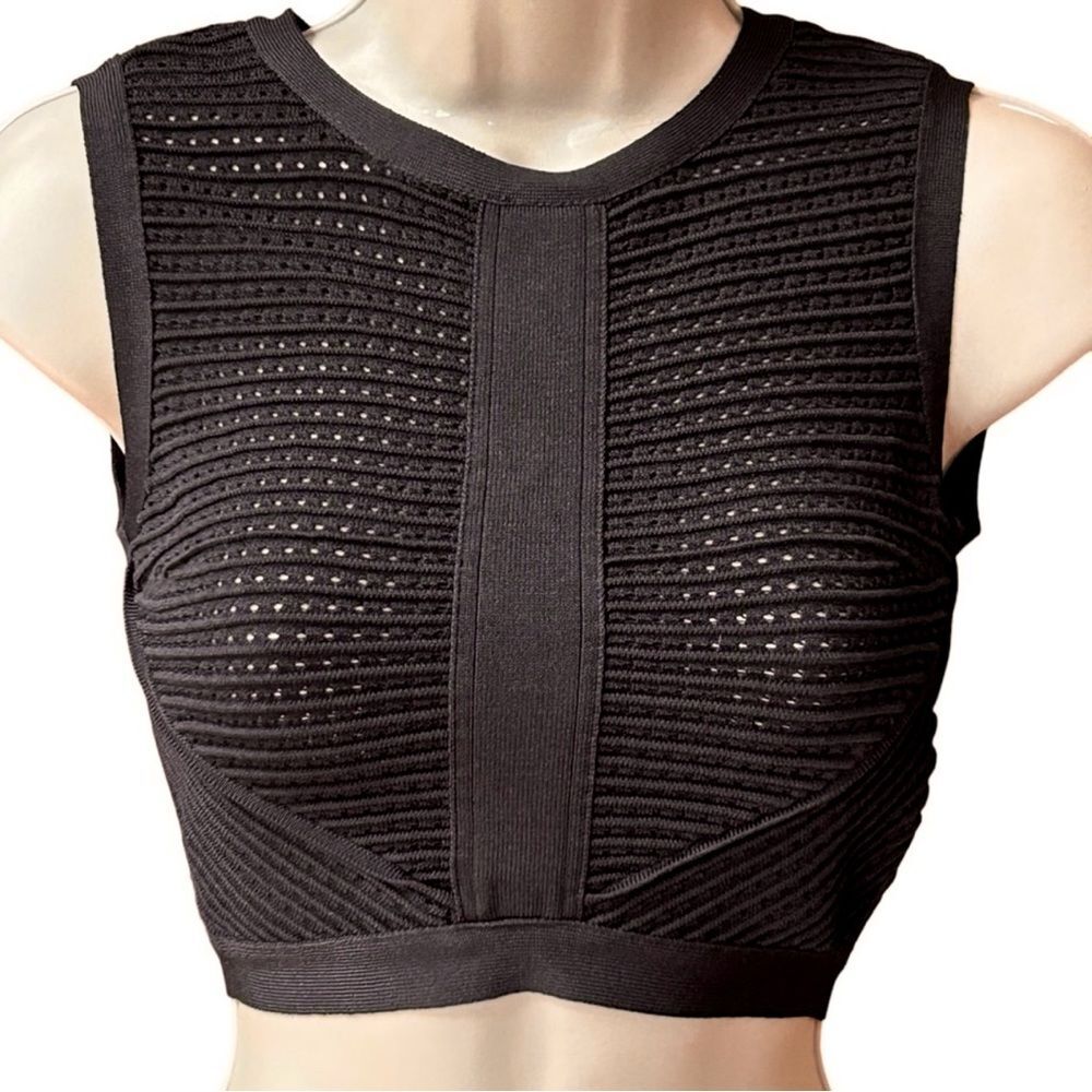 Bebe Crop Top XS Black Stretchy Knit Sleeveless